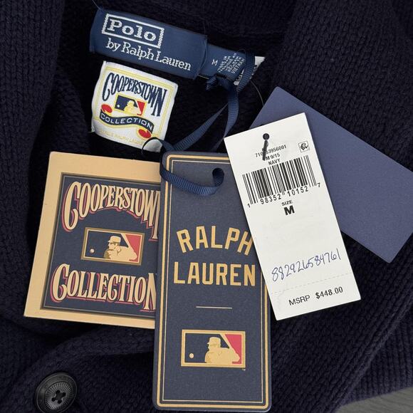 Polo Ralph Lauren Yankees Cardigan Mens Medium New York MLB Baseball Sweater NEW - Picture 3 of 11